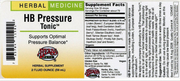 Herbs Etc., HB Pressure Tonic, 2 Fluid Ounce