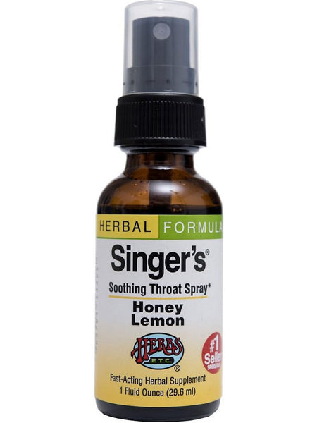 Herbs Etc., Singer's Soothing Throat Spray, Honey Lemon, 1 Fluid Ounce