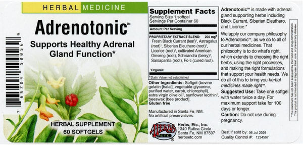 Herbs Etc., Adrenotonic, 60 Softgels