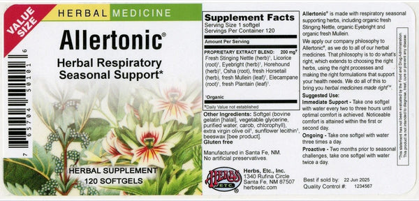 Herbs Etc., Allertonic, 120 Softgels
