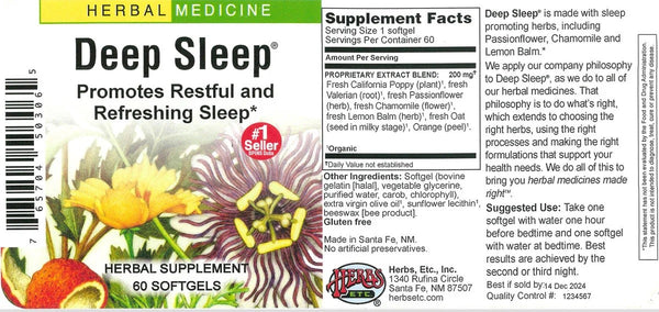 Herbs Etc., Deep Sleep, 60 Softgels