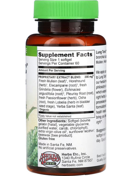 Herbs Etc., Lung Tonic, 60 Softgels