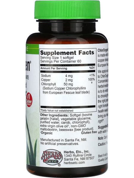 Herbs Etc., ChlorOxygen Chlorophyll Concentrate, 60 Softgels