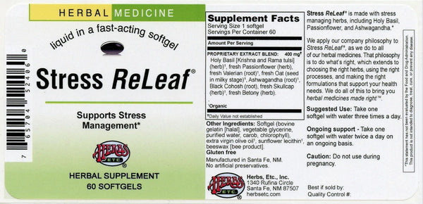 Herbs Etc., Stress ReLeaf, 60 Softgels