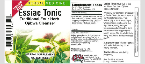 Herbs Etc., Essiac Tonic, 120 Fast-Acting Softgels