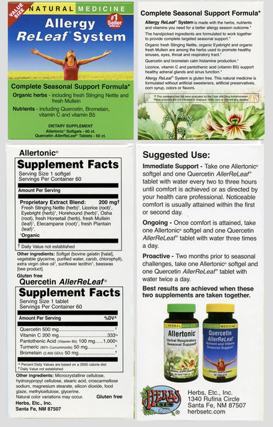 Herbs Etc., Allergy ReLeaf System, Allertonic Softgels-60 ct. and Quercetin AllerReLeaf Tablets-60 ct.