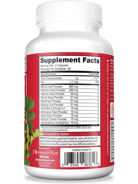 Health Plus, Super Colon Cleanse Night, 60 Capsules