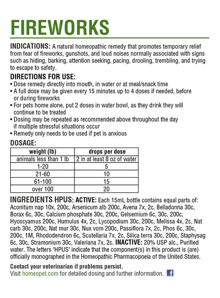 HomeoPet, Fireworks, 15 ml