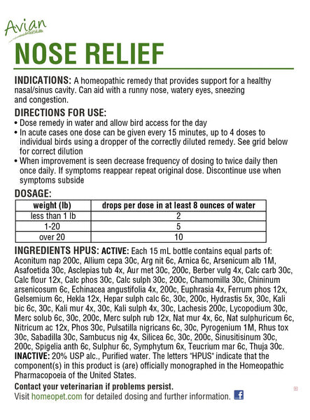 HomeoPet, Avian Nose Relief, 15 ml