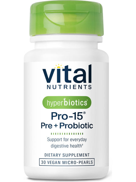 Hyperbiotics, PRO-15, Prebiotic+Probiotic, 5 Billion CFU, 30 Time-Release Micro-Pearls