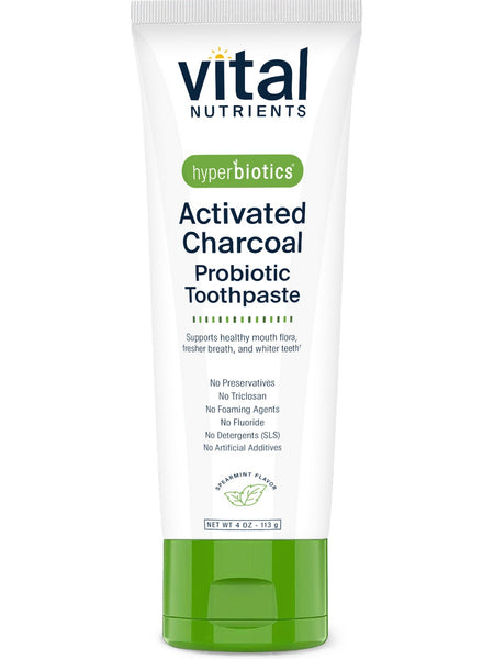 Hyperbiotics, Activated Charcoal Probiotic Toothpaste, Spearmint, 4 oz