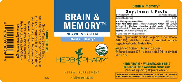 Herb Pharm, Brain & Memory, 4 fl oz