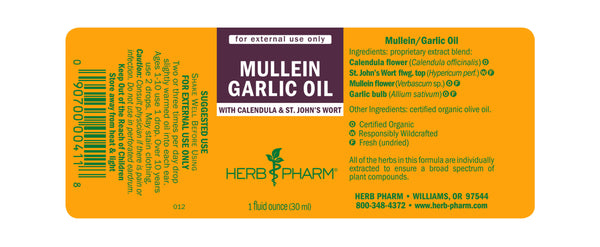 Herb Pharm, Mullein Garlic Oil, 1 fl oz