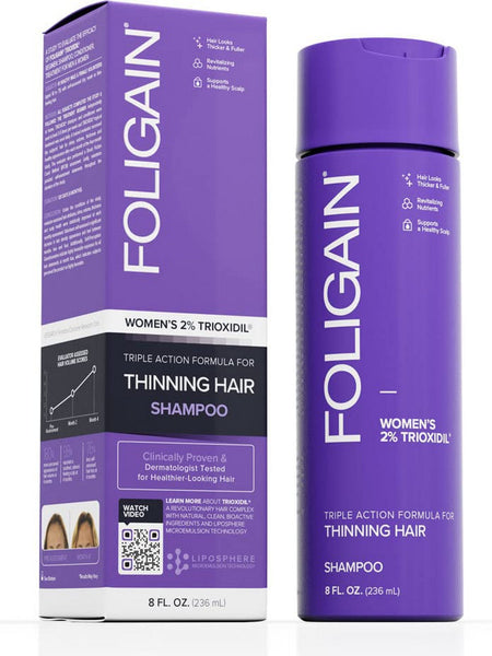 FOLIGAIN, Women's Triple Action Shampoo for Thinning Hair with 2% Trioxidil, 8 oz