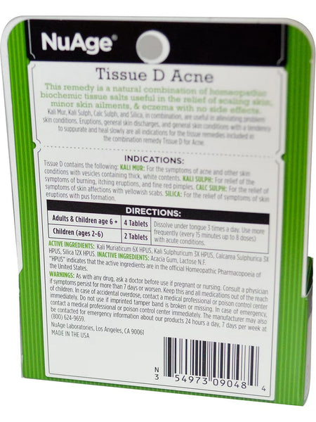Hyland's, NuAge Tissue D Acne, 125 Tablets