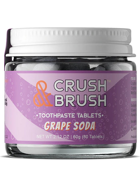 Nelson Naturals, Crush & Brush, Toothpaste Tablets, Grape Soda, 2.12 oz (80 Tablets)