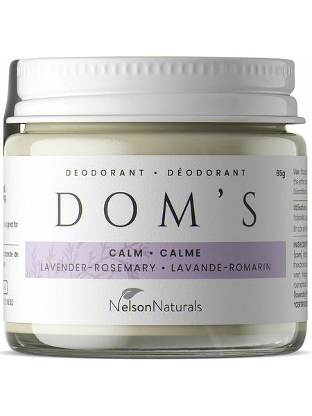 Nelson Naturals, Dom's, Deodorant, Calm, Lavender-Rosemary, 65g