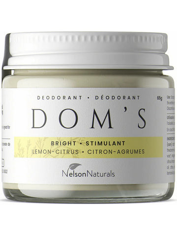 Nelson Naturals, Dom's, Deodorant, Bright, Lemon-Citrus, 65g