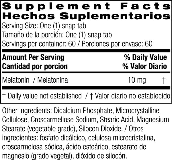 Bio Nutrition, Melatonin 10mg, 60 Snap Tabs