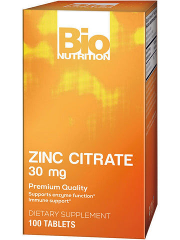 Bio Nutrition, Zinc Citrate 30 mg, 100 Tablets