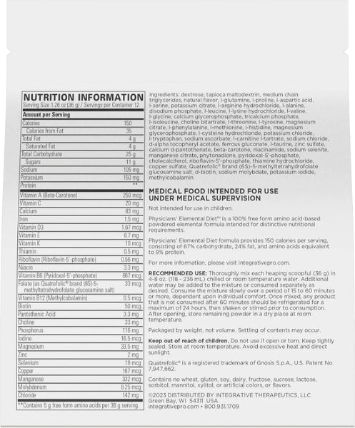 Integrative Therapeutics, Physicians' Elemental Diet™, 432 grams