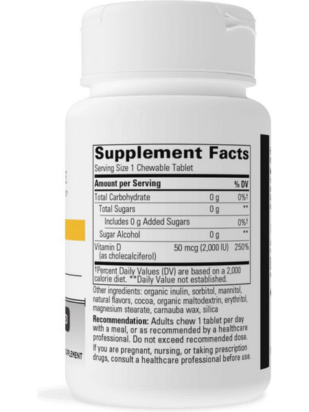 Integrative Therapeutics, Vitamin D3 2,000 IU, Chocolate Flavored, 120 chewable tablets