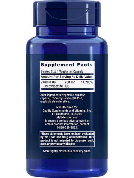 Life Extension, Vitamin B6, 250 mg, 100 vegetarian capsules