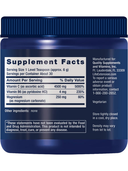 Life Extension, Effervescent Vitamin C Magnesium Crystals, 180 grams