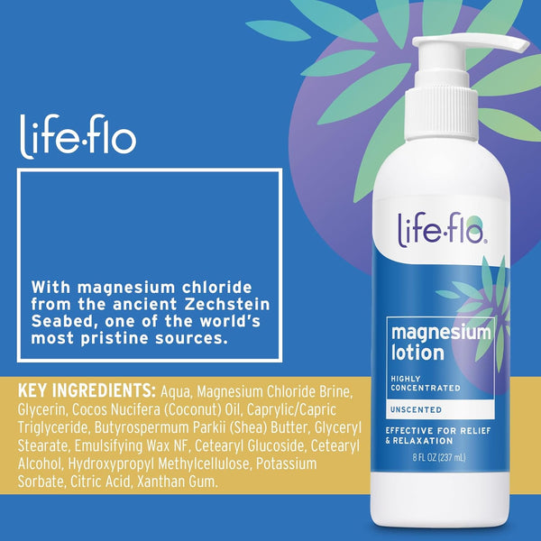 Life-flo, Magnesium Lotion, Highly Concentrated, Unscented, 8 fl oz