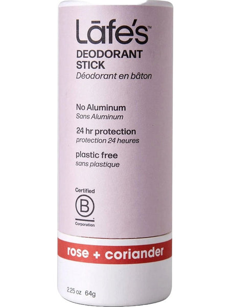 Lafe's Natural BodyCare, Lafe's Plastic-Free Stick Rose+Coriander, 2.25 oz
