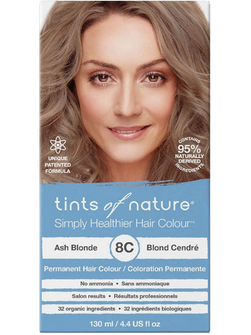 ** 12 PACK ** Tints of Nature, 8C, Ash Blonde, Permanent Hair Colour, 4.4 US fl oz