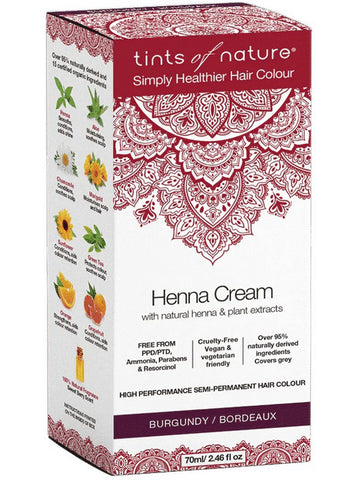 ** 12 PACK ** Tints of Nature, Henna Cream, High Performance Semi-Permanent Hair Colour, Burgundy, 2.46 fl oz