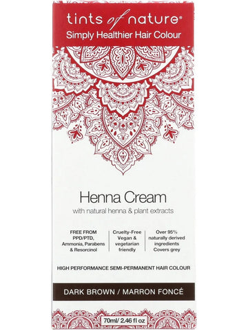 ** 12 PACK ** Tints of Nature, Henna Cream, High Performance Semi-Permanent Hair Colour, Dark Brown, 2.46 fl oz