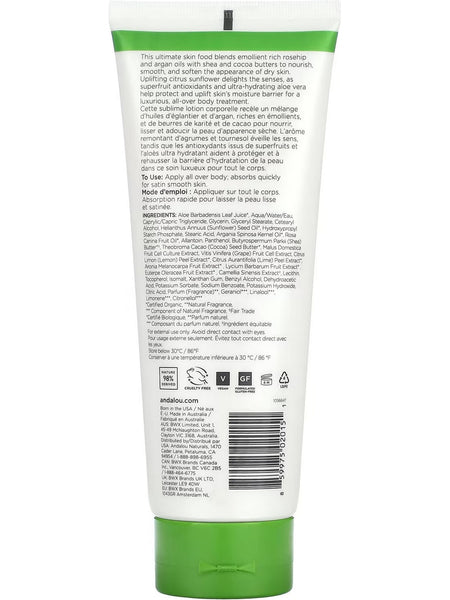 Andalou Naturals, Uplifting Citrus Sunflower Body Lotion, 8 fl oz