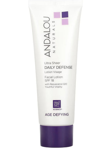 Andalou Naturals, Ultra Sheer Daily Defense Facial Lotion with SPF18, Age Defying, 2.7 fl oz