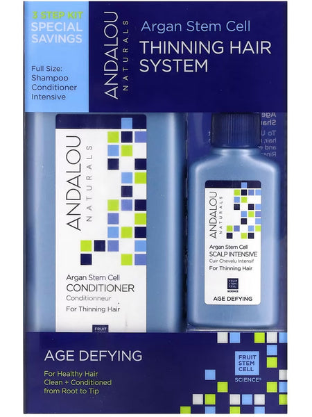 Andalou Naturals, Argan Stem Cell Thinning Hair System, Age Defying, 3-piece kit