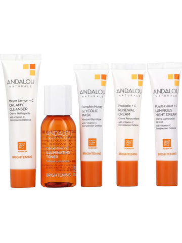 Andalou Naturals, Get Started Brightening Kit, 5-piece Kit