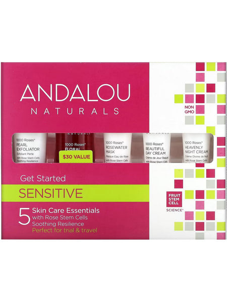 Andalou Naturals, 1000 Roses Get Started Kit Sensitive, 5-piece Kit