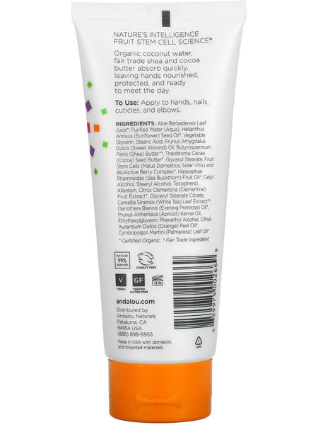 Andalou Naturals, Shea Butter + Cocoa Butter Hand Cream Clementine, 3.4 oz