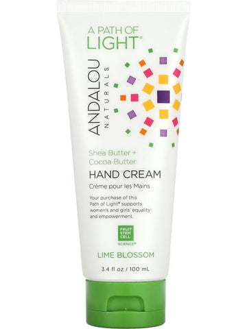 Andalou Naturals, Shea Butter + Cocoa Butter Hand Cream Lime Blossom, 3.4 fl oz