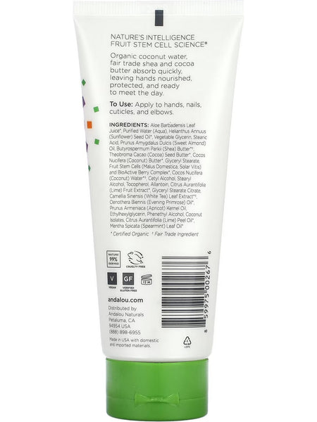 Andalou Naturals, Shea Butter + Cocoa Butter Hand Cream Lime Blossom, 3.4 fl oz