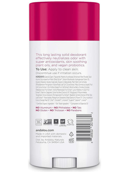 Andalou Naturals, Botanical Deodorant Rose Pomegranate, 2.65 oz