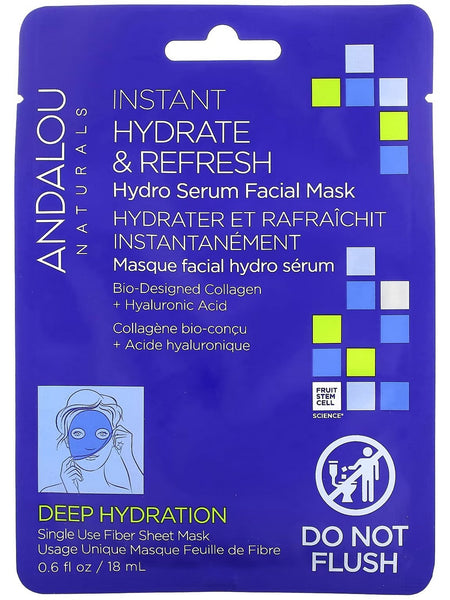 Andalou Naturals, Deep Hydration Instant Hydrate & Refresh Sheet Mask, 0.6 fl oz