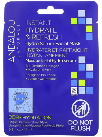 Andalou Naturals, Deep Hydration Instant Hydrate & Refresh Sheet Mask, 0.6 fl oz