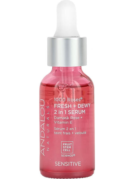 Andalou Naturals, 1000 Roses Fresh + Dewy 2 in 1 Serum, 1 fl oz