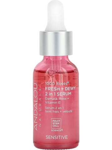 Andalou Naturals, 1000 Roses Fresh + Dewy 2 in 1 Serum, 1 fl oz