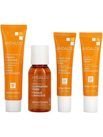 Andalou Naturals, On the Go Essentials Brightening Routine Kit, 4-piece set