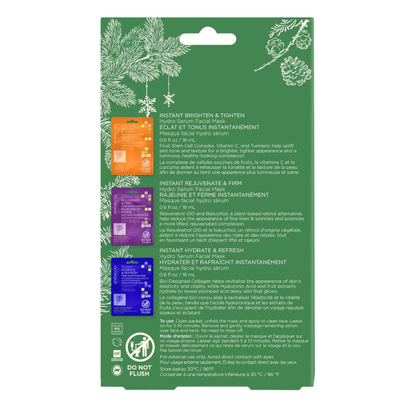 Andalou Naturals, Hydro Serum Facial Sheet Mask Trio Holiday Gift Set, 1 Kit