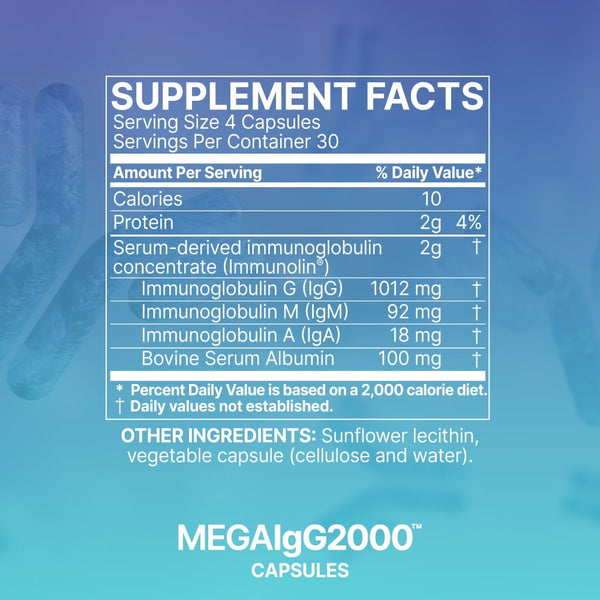 Microbiome Labs, Mega IgG2000, 120 Capsules