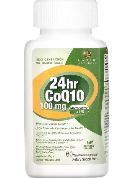 Genceutic Naturals, 24hr CoQ10, 100 mg, 60 Vegetarian Capsules